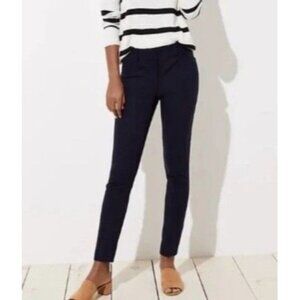 NWT LOFT Marisa Mid-Rise Skinny Pants straight thru the hip size 2 Navy